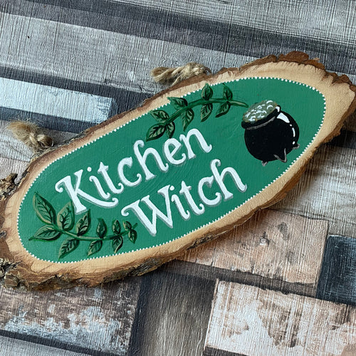 Kitchen Witch Wooden Sign, Handpainted