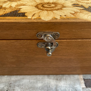 Sunflower Pyrography Wooden Box | Woodburning Jewellery Box