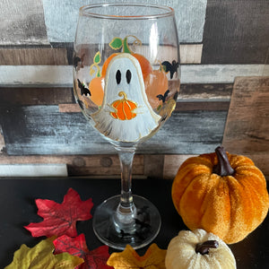 Handpainted Halloween Wine Glass |Halloween Party Decor