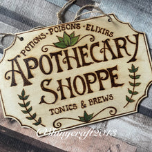 Load image into Gallery viewer, Apothecary Shoppe Wooden Sign, Wooodburning, Pyrography