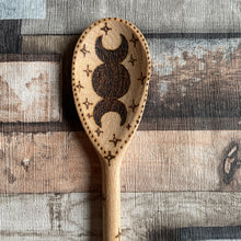 Load image into Gallery viewer, Triple Moon Wooden Spoon | Woodburning | Pyrography