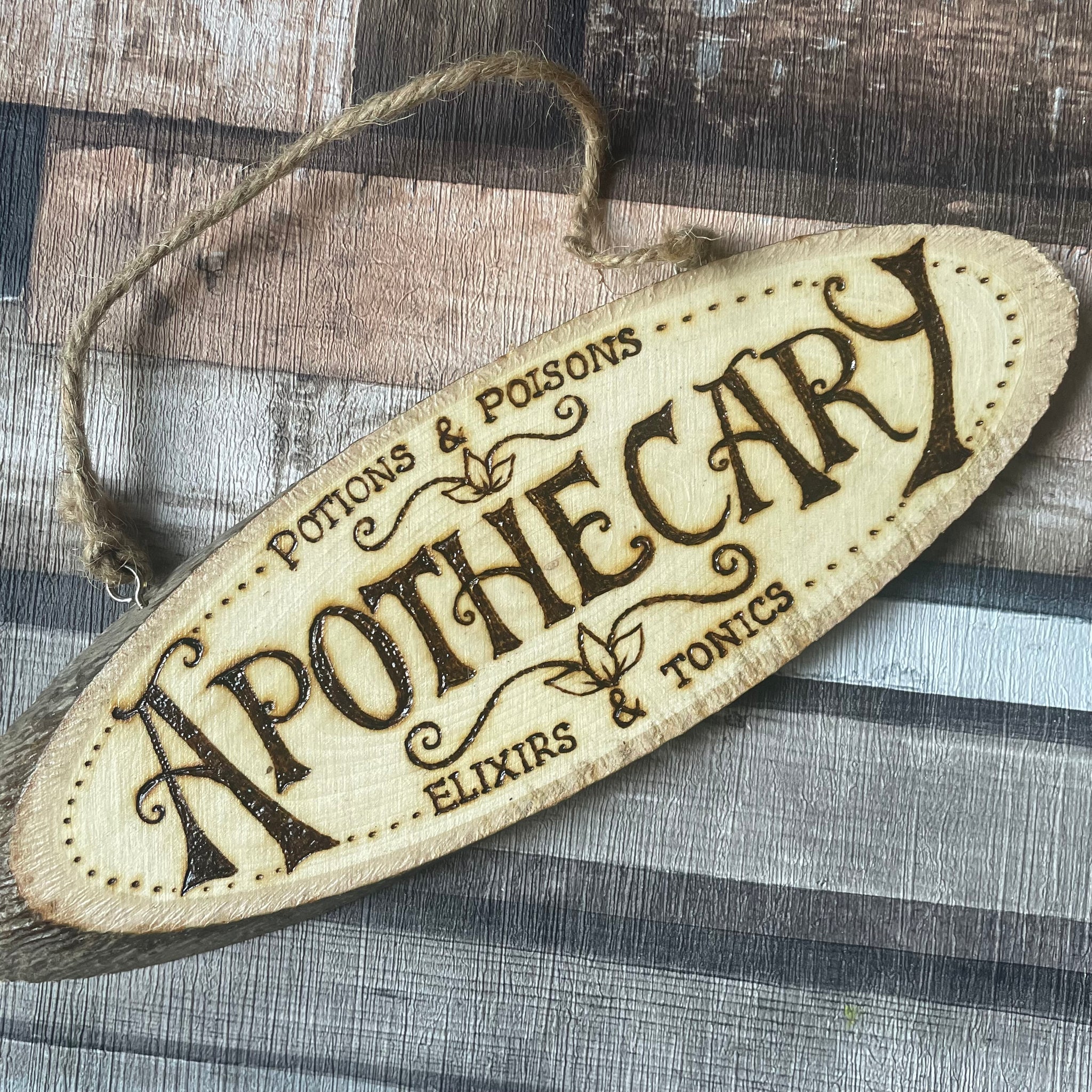 Apothecary shoppe wood hanging sign potions poisons elixirs 2024