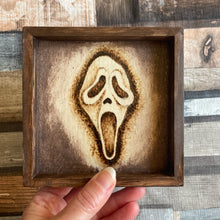Load image into Gallery viewer, Horror Character Pyrography Art | Hand-Burned Wooden Horror Icons | Woodburning Fan Art