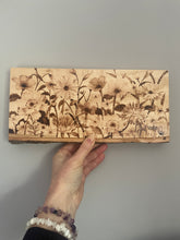 Load image into Gallery viewer, Wildflower Wonders Original Pyrography Artwork on Bark Edged Limewood