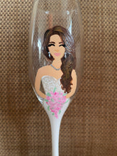 Load image into Gallery viewer, Bride and Groom Wedding Glasses | Handpainted Personalised Portrait Wine or Champagne Glasses