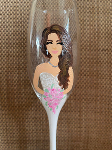 Bride and Groom Wedding Glasses | Handpainted Personalised Portrait Wine or Champagne Glasses