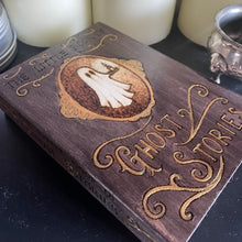 Load image into Gallery viewer, Ghost Wooden Box | Wood Book Shaped Box with Ghost Stories Design