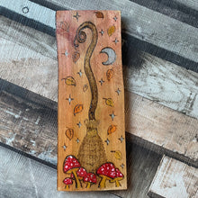 Load image into Gallery viewer, Witch Broomstick Woodburning Pyrography Altar Decor