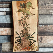Load image into Gallery viewer, Forest Witch Broomstick Pyrography Artwork | Woodburning Art
