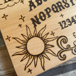 Spirit Board Wooden Chopping Board | Pyrography Ouija Design | Mystical Kitchen Decor | Hand-Burned Witchcraft Gift | Gothic Occult Style
