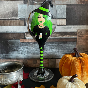 Witch Handpainted Wine Glass | Can be Customised and Personalised