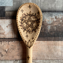 Load image into Gallery viewer, Pentacle Wooden Spoon | Pyrography | Woodburning