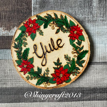 Load image into Gallery viewer, Yule Altar Decoration, Woodburning, Pyrography