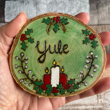 Load image into Gallery viewer, Yule Altar Decoration | Witch Sabbat | Pagan Celebration |Woodburning | Pyrography
