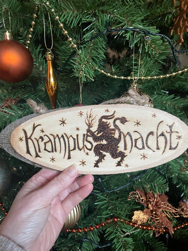 Krampusnacht Wooden Sign | Pyrography | Woodburning | Christmas Decor