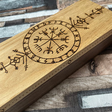 Load image into Gallery viewer, Viking Compass Wooden Box | Woodburning | Pyrography | Vegvisir