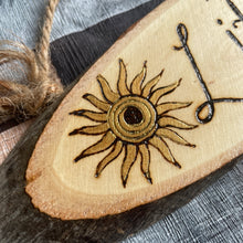 Load image into Gallery viewer, Litha Wooden Hanging Sign | Altar Decor | Pagan Sabbats | Witch Gift | Woodburning |Pyrography