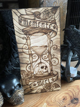 Load image into Gallery viewer, Memento Mori Pyrography Art | Woodburning Gothic Decor | Alternative Art