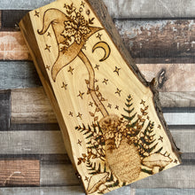 Load image into Gallery viewer, Forest Witch Broomstick Art| Pyrography Witchcraft Decor | Hand-Burned Wooden Broom Altar Art| Wiccan Artwork | Handmade