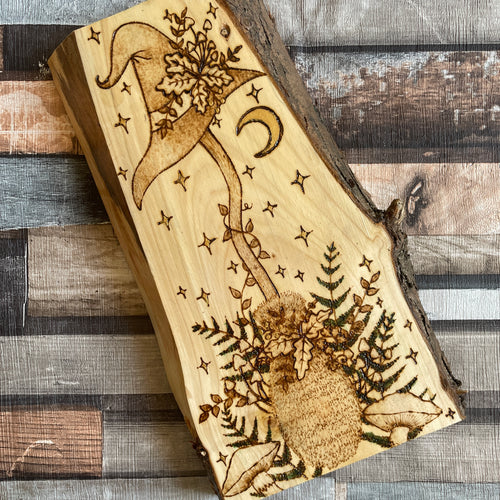 Forest Witch Broomstick Art| Pyrography Witchcraft Decor | Hand-Burned Wooden Broom Altar Art| Wiccan Artwork | Handmade