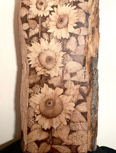 Pyrography Wall Art - Sunflower Fields Forever