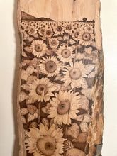 Load image into Gallery viewer, Pyrography Wall Art - Sunflower Fields Forever