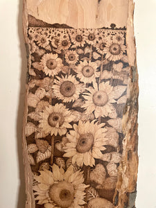 Pyrography Wall Art - Sunflower Fields Forever