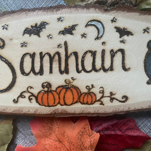 Samhain Altar Decor, Wooden Oval Sign