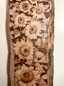 Pyrography Wall Art - Sunflower Fields Forever