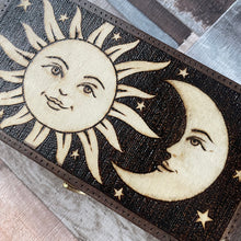 Load image into Gallery viewer, Sun and Moon Tarot Box, Woodburning, Pyrography