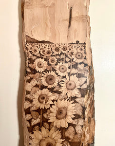 Pyrography Wall Art - Sunflower Fields Forever