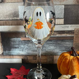 Handpainted Halloween Wine Glass |Halloween Party Decor