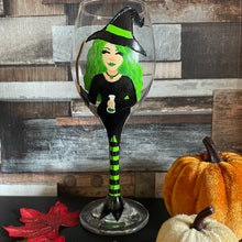 Load image into Gallery viewer, Witch Handpainted Wine Glass | Can be Customised and Personalised