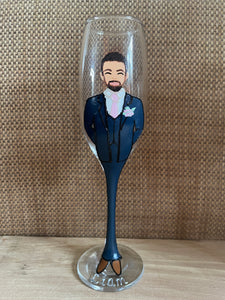 Bride and Groom Wedding Glasses | Handpainted Personalised Portrait Wine or Champagne Glasses