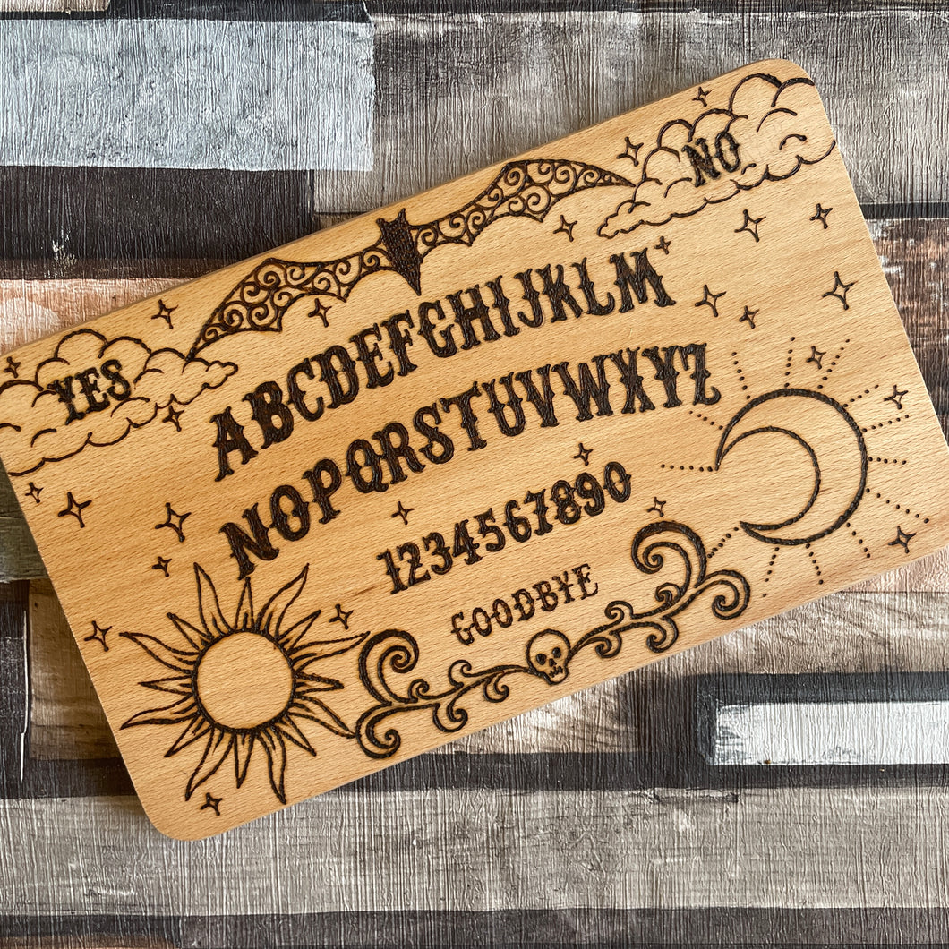 Spirit Board Wooden Chopping Board | Pyrography Ouija Design | Mystical Kitchen Decor | Hand-Burned Witchcraft Gift | Gothic Occult Style