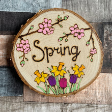 Load image into Gallery viewer, Four Seasons Wood Slice - Pyrography Home Decor - Woodburning Seasonal Art - Spring, Summer, Autumn, Winter or Full Set Available