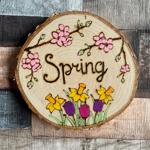 Four Seasons Wood Slice - Pyrography Home Decor - Woodburning Seasonal Art - Spring, Summer, Autumn, Winter or Full Set Available