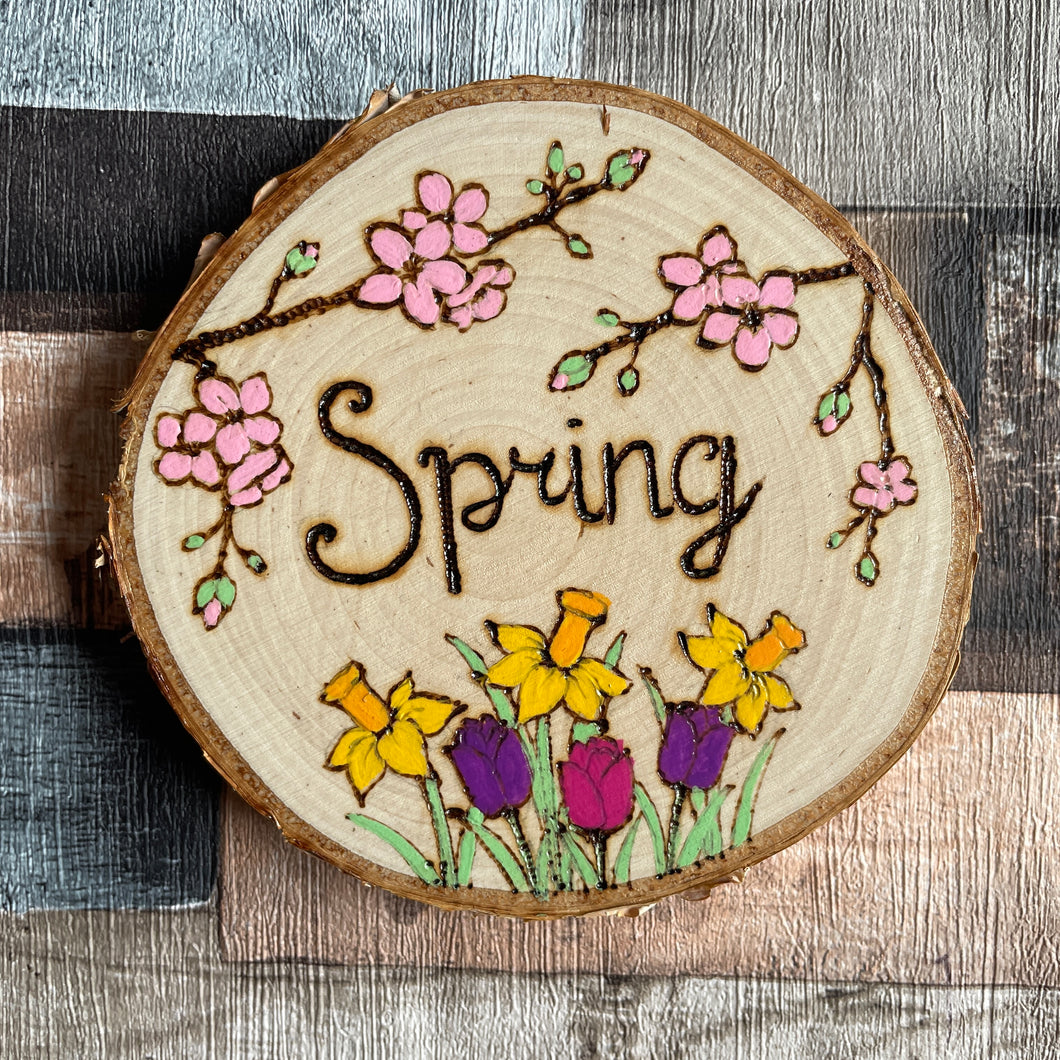 Four Seasons Wood Slice - Pyrography Home Decor - Woodburning Seasonal Art - Spring, Summer, Autumn, Winter or Full Set Available