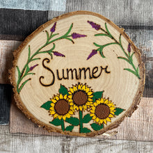 Load image into Gallery viewer, Four Seasons Wood Slice - Pyrography Home Decor - Woodburning Seasonal Art - Spring, Summer, Autumn, Winter or Full Set Available
