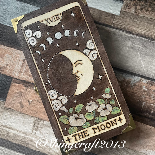 The Moon Tarot Box, Woodburning Pyrography