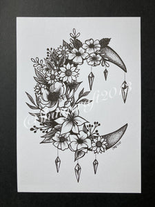 Crescent Flower Moon Art Print