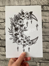 Load image into Gallery viewer, Crescent Flower Moon Art Print