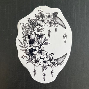 Crescent Flower Moon Sticker