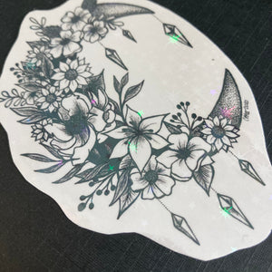 Crescent Flower Moon Sticker