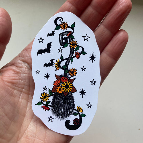 Witches Broom Sticker - Broomstick