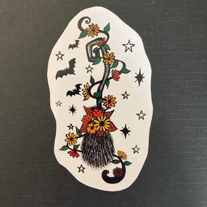 Witches Broom Sticker - Broomstick