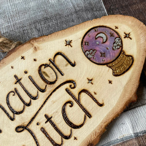 Divination Witch Wooden Sign - Pyrography - Woodburning