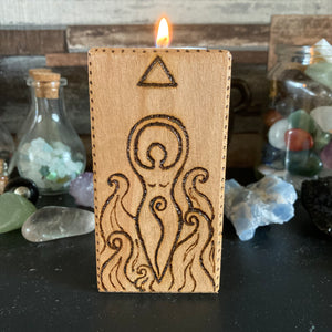 Goddess Wooden Tealight Holder - Pyrography - Woodburning