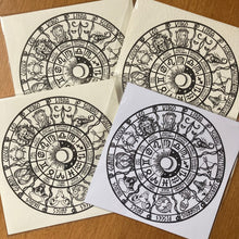 Load image into Gallery viewer, Zodiac Wheel Art Print of my original handdrawn Astrology Wheel