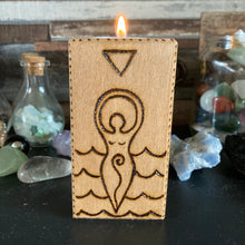 Load image into Gallery viewer, Goddess Wooden Tealight Holder - Pyrography - Woodburning